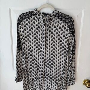 Rag & Bone NYC Sheer Silk Button Down Chevron Blouse - Size Small
